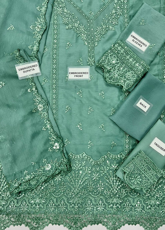 AZURE CHIFFON HEAVY EMBROIDERED #AC51