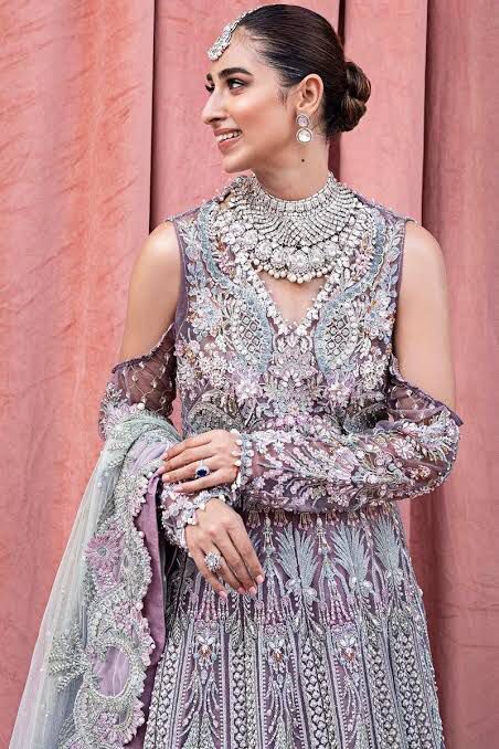 ELAF VEER DE WEDDING  SHEHR BANO 12 PANELS SEMI STITCHED EMBROIDERED AND HANDWORK NET EMBROIDERED MAXI