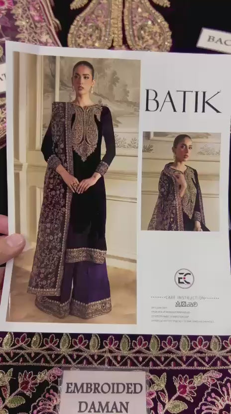 Batik Luxury Embroidered Velvet Wedding Handwork Collection- Plump #BV889